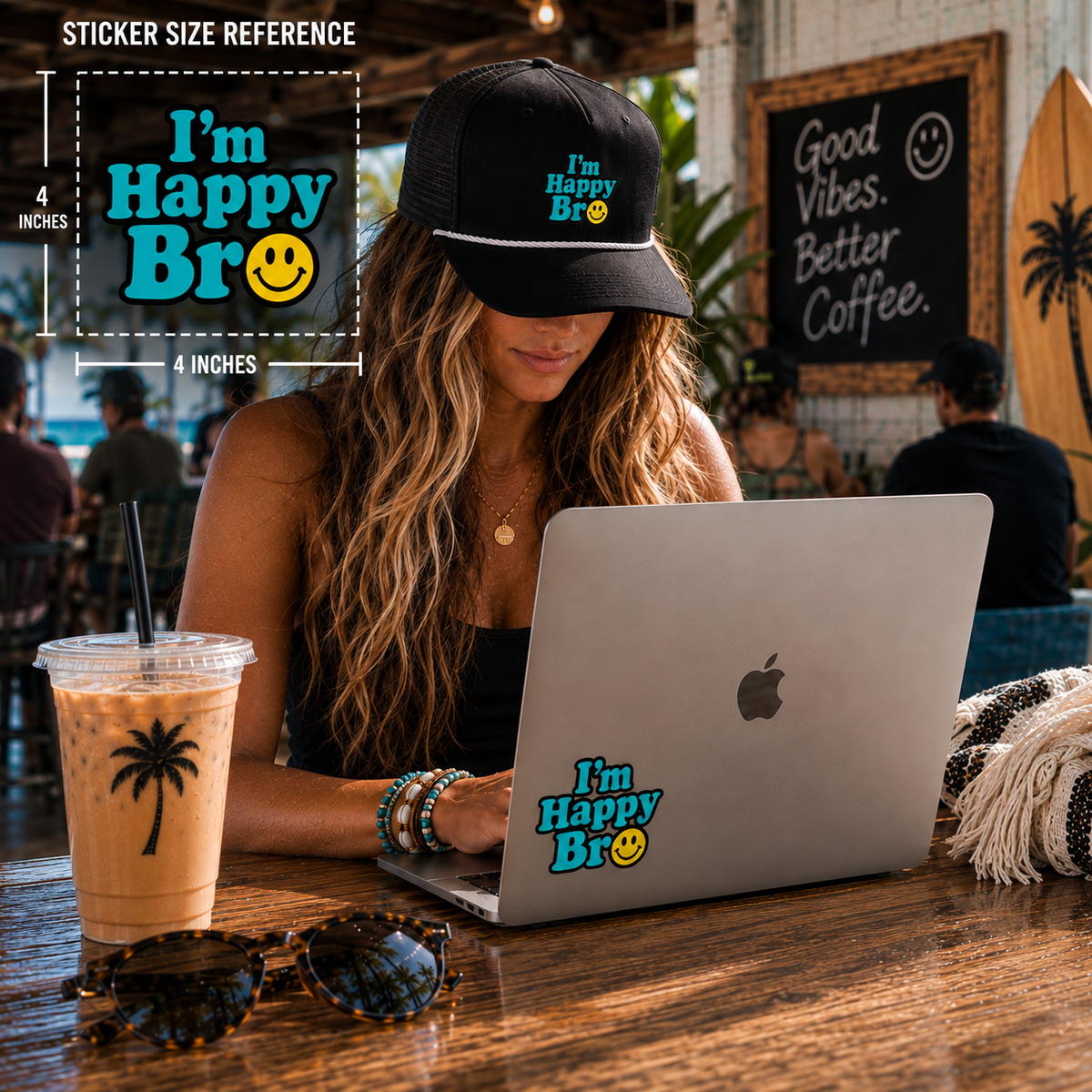 I'm Happy Bro Signature Teal Vinyl Sticker