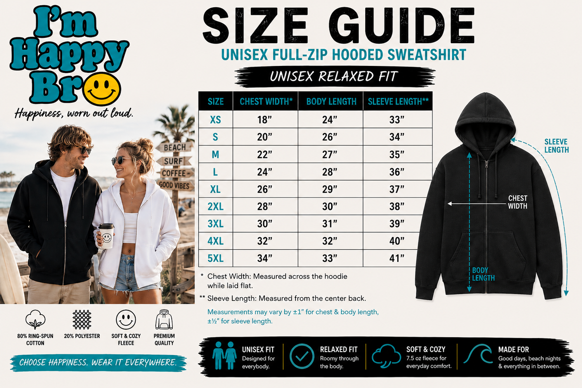 I'm Happy Bro Everyday Full-Zip Hoodie